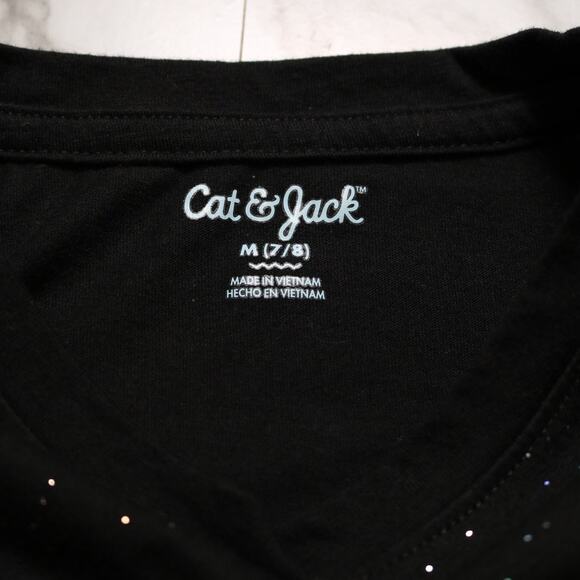 4/$20 - Cat & Jack Girls Short Sleeve Sparkly Black T-Shirt Size M 7/8 - Picture 5 of 7